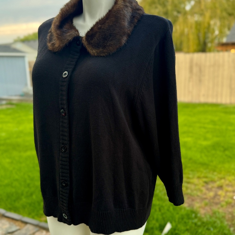 Torrid Black Cardigan with Faux Fur Collar